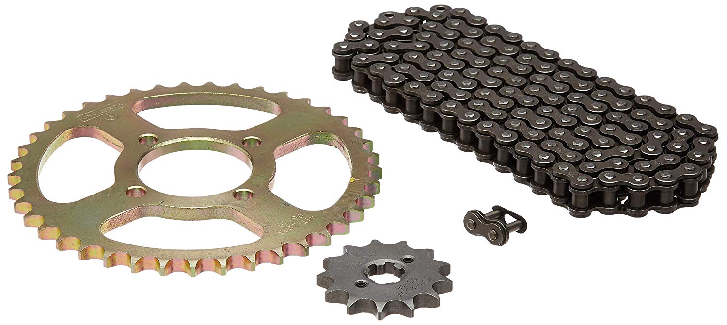 Uno Minda CH-2014 Quadra Rivet Chain & Alloy Steel Hardened Sprockets Chain & Sprocket Kit - R428 SIZE-110L / 13T / 41T(4H) For TVS Star City 100 CC (Spoke Wheel) 